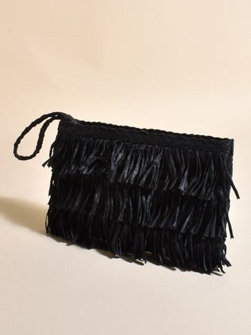 Asha Fringed Pouch - Black