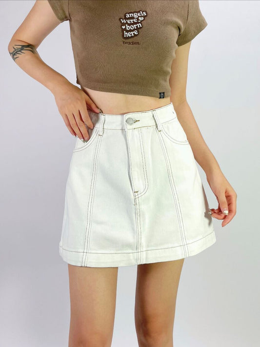 Amarli Denim Skirt- White