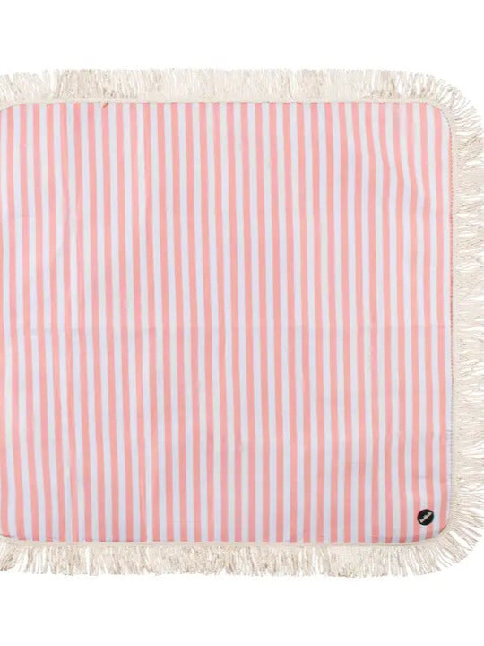 Fringed Medium Picnic Mat Coral Stripe