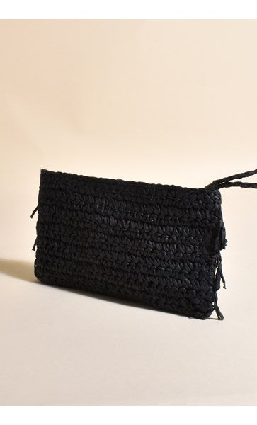 Asha Fringed Pouch - Black